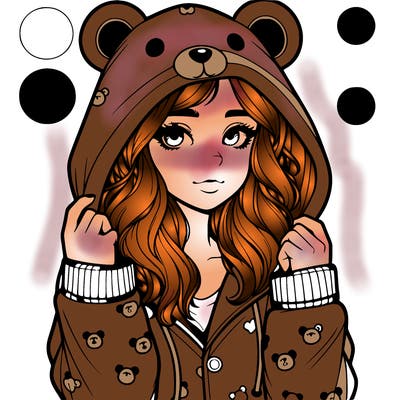 realistic girl in a animal pjs hoodie