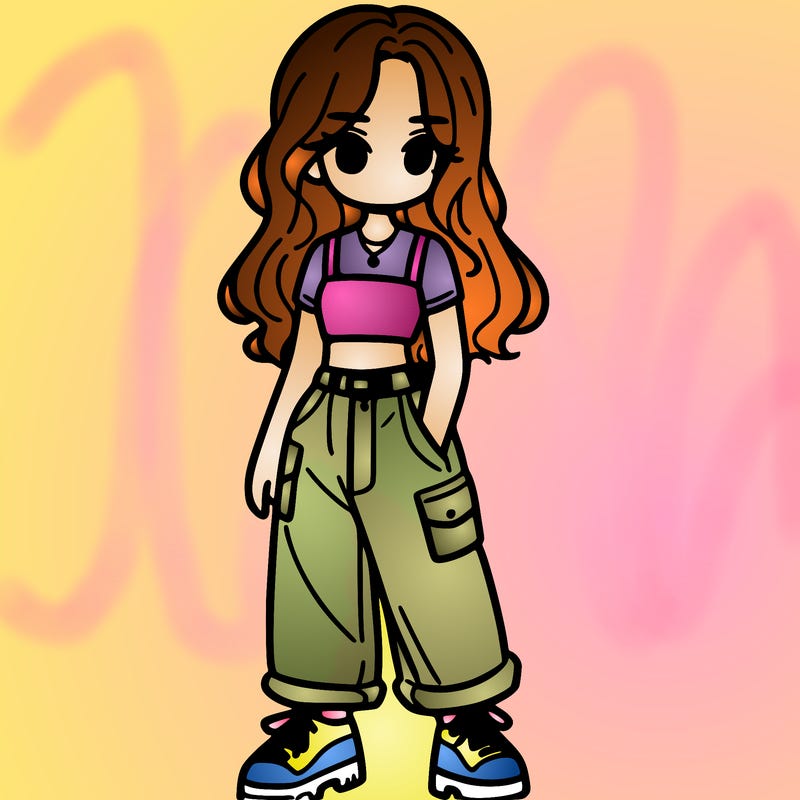 girl in crop top and baggy pants