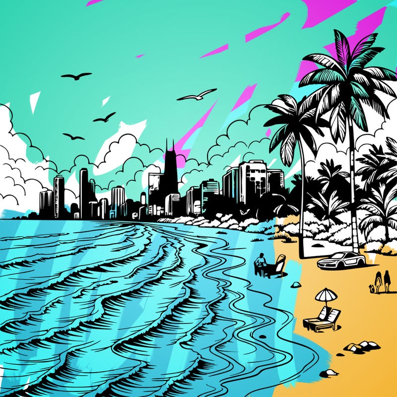 ocean calming miami beach realistic