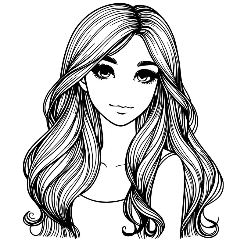 beautiful realistic girl with long hair