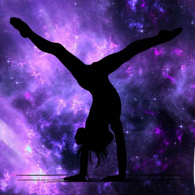 realistic gymnastic hand stand girl in four splits