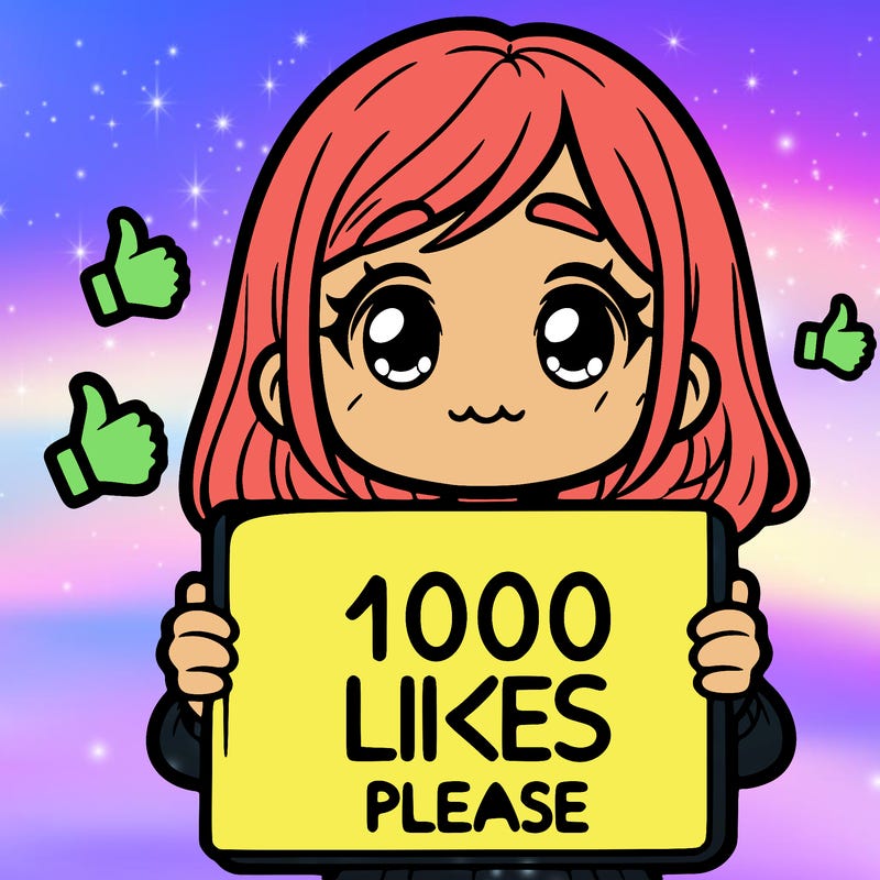a girl holding a sign that says 1000 likes please