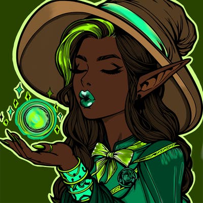 realistic elf casting a spell with lips