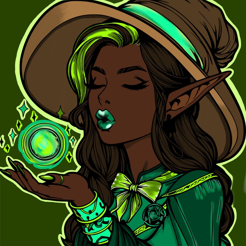 realistic elf casting a spell with lips