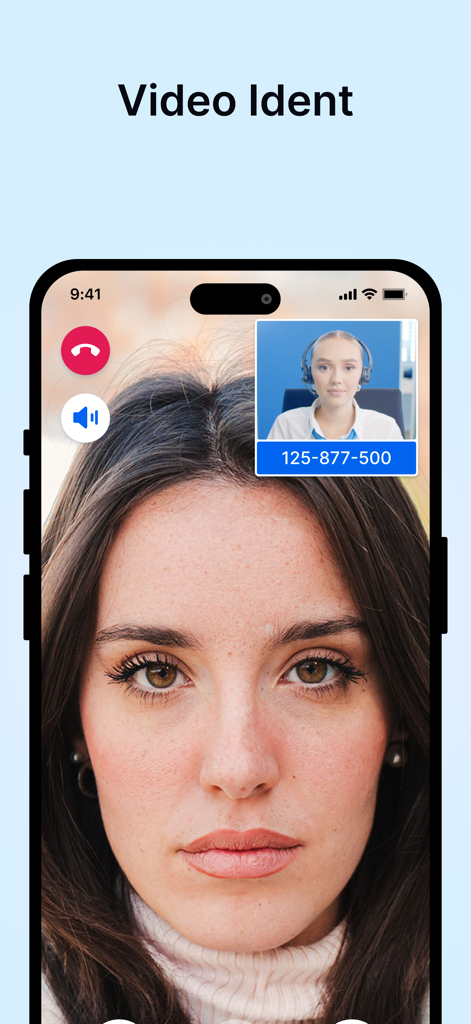 My WebID - Uno smartphone che visualizza una videochiamata di identificazione in tempo reale con un agente My WebID.