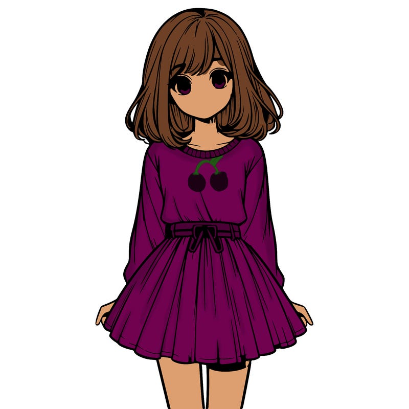 realistic girl with a skirt on