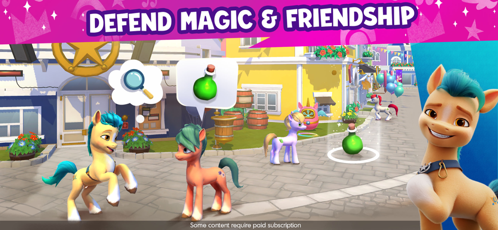 My Little Pony World - 마법과 우정을 지키기 위한 임무를 위해 마레타임 베이에 있는 히치와 다른 조랑말들을 보여주는 게임 플레이 스크린샷