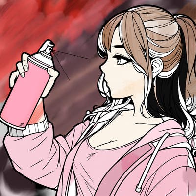 a realistic girl spray, painting