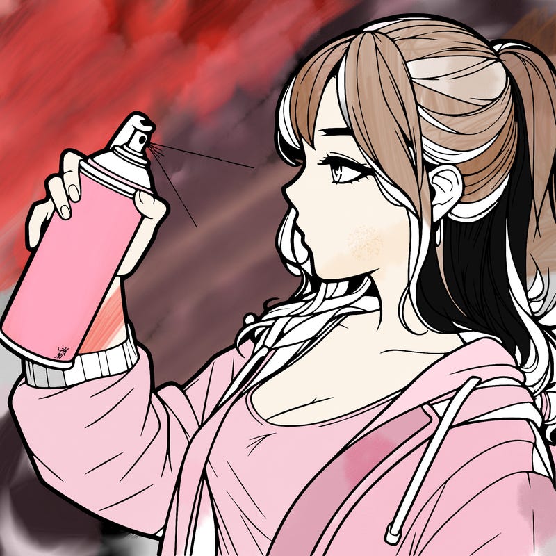 a realistic girl spray, painting