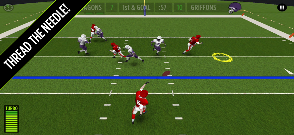 Mike Vick GameTime Football gameplay showing a quarterback throwing a pass on an arcade style football field