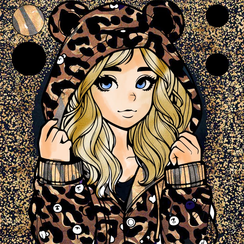 realistic girl in a animal pjs hoodie