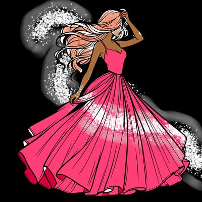 realistic woman with dress flowing in the wind