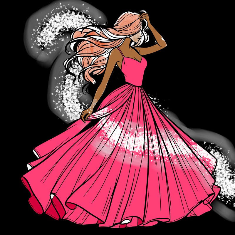 realistic woman with dress flowing in the wind