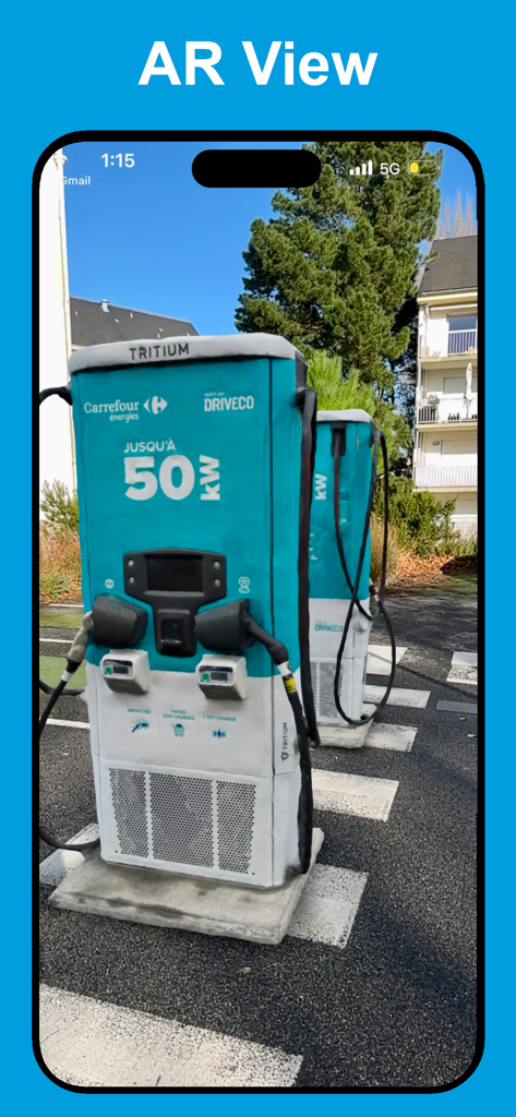 AR Code Object Capture 3D Scan - Augmented reality view of a 3D scanned electric car charging station displayed through the app