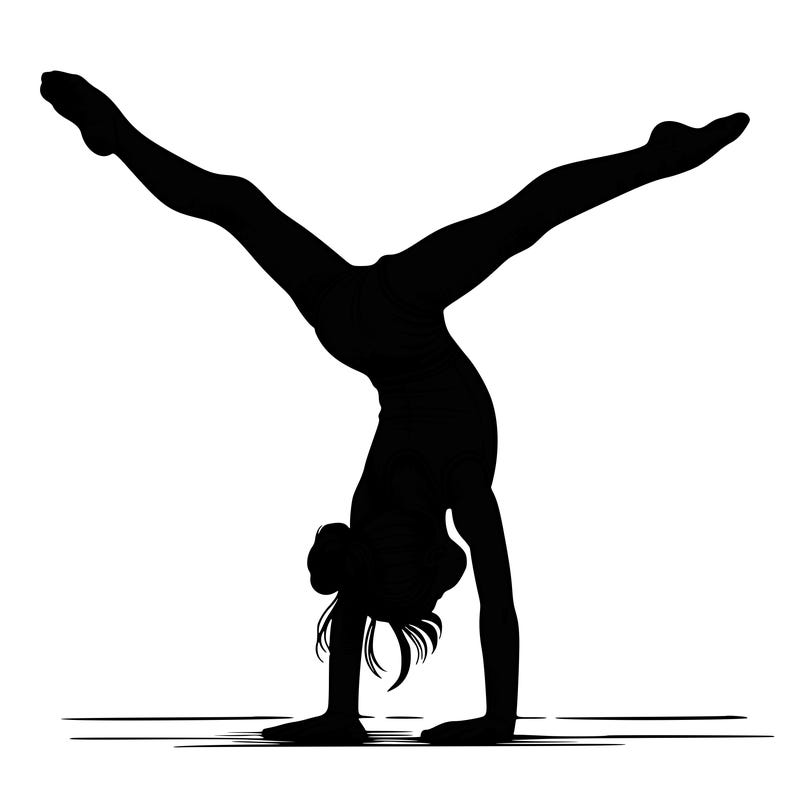 realistic gymnastic hand stand girl in four splits