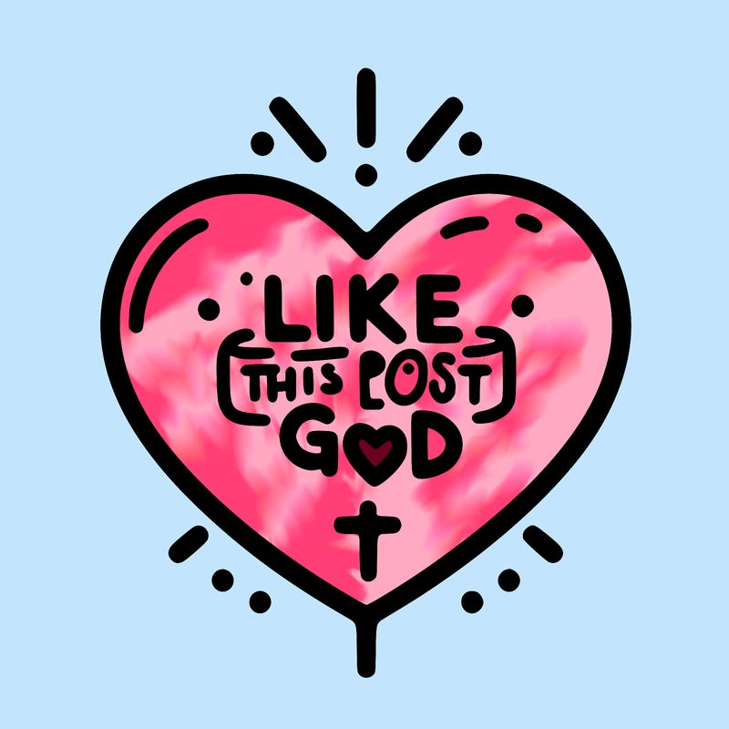 a heart that  in the middle there is a sign that says like this post if you love god