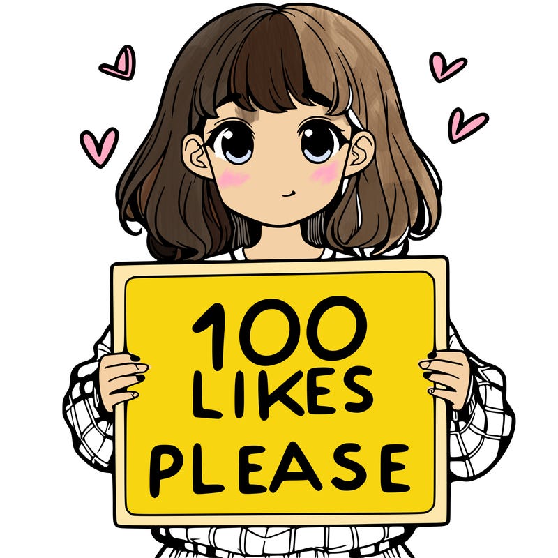 a girl holding a sign saying 100 likes please