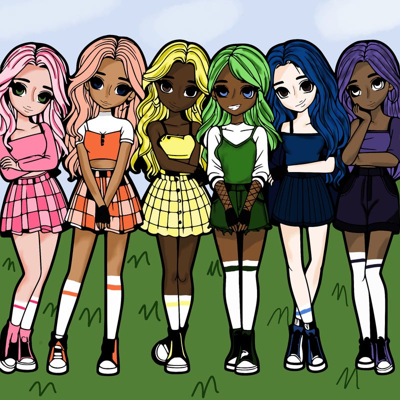 a group of girls realistic