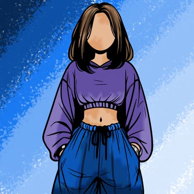 realistic girl faceless with baggy pants and a crop top
