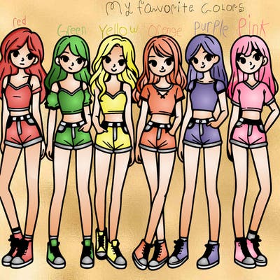 a group of girls wearing crop tops and shorts