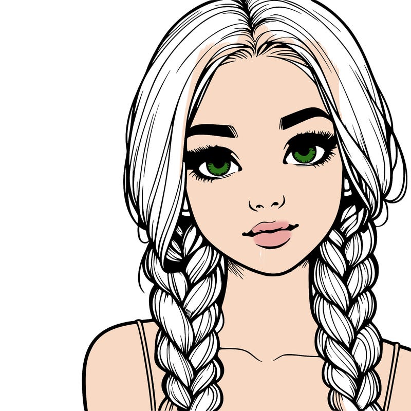 realistic girl with braids