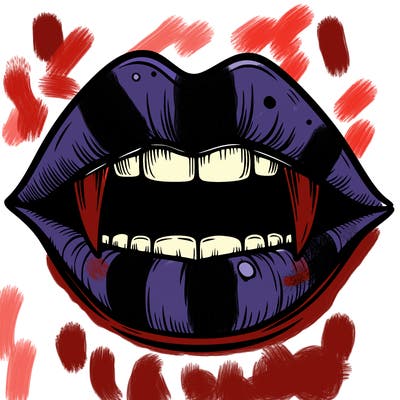 lips with vampire teeth