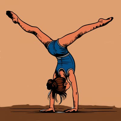 realistic gymnastic hand stand girl in four splits