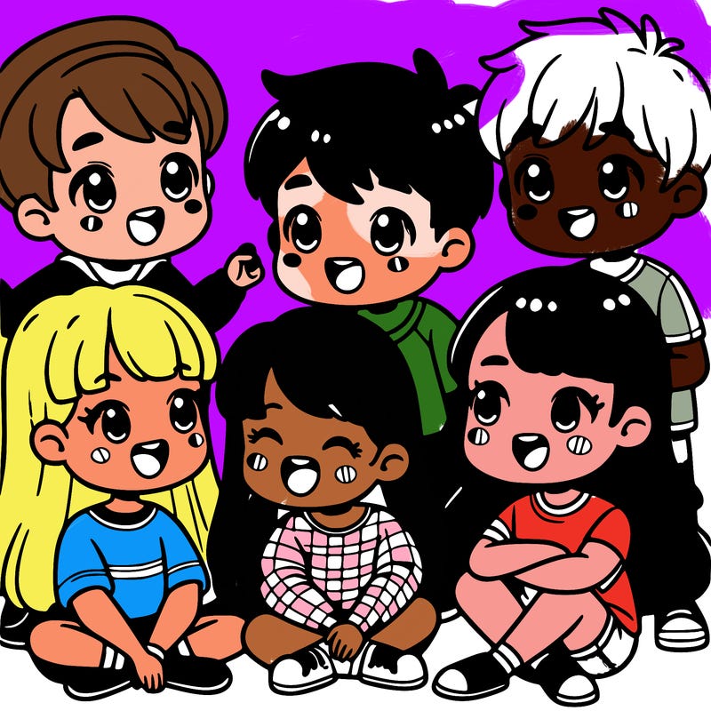 cute friends group talking and laughing