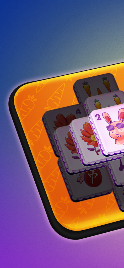 Mahjong Gold - Majong Master - Nahaufnahme von Mahjong-Kacheln mit bunten Illustrationen auf einem Handy-Bildschirm