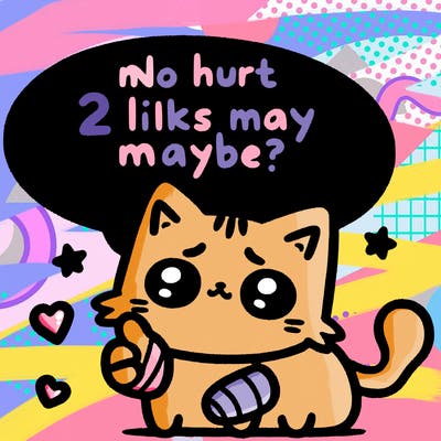 cute cat thats been hurt saiying 2 likes maybe