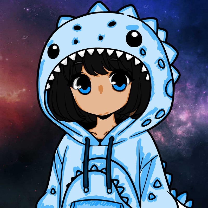 girl with dinosaur hoodie