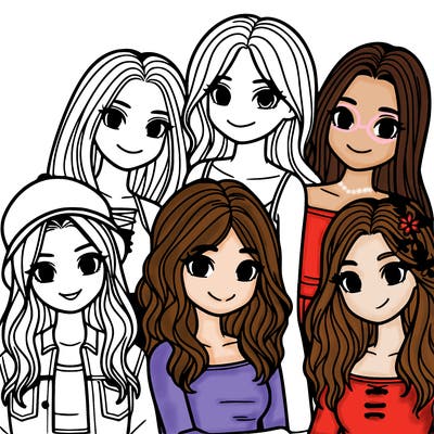 a group of five girls friends