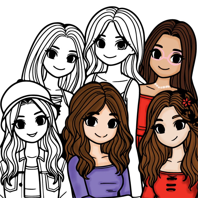 a group of five girls friends