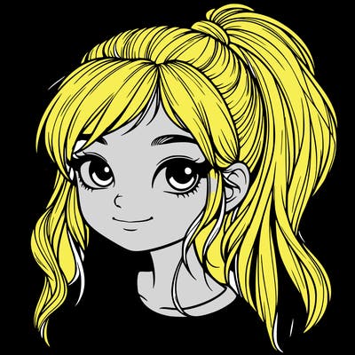 realistic girl with ponytail