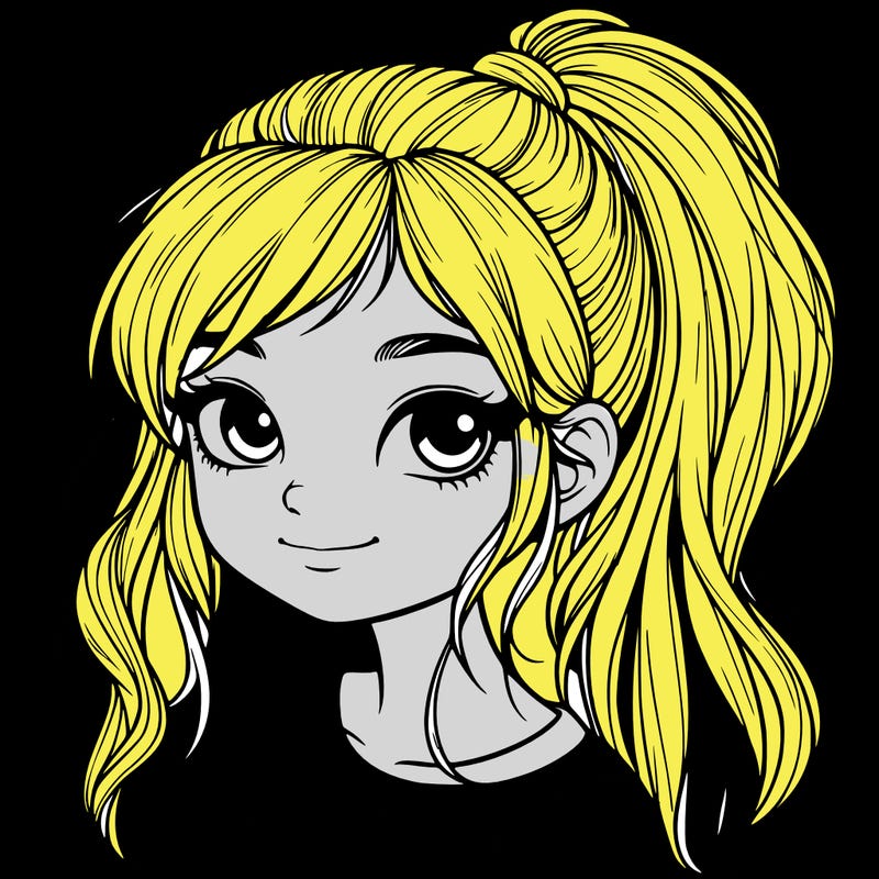 realistic girl with ponytail