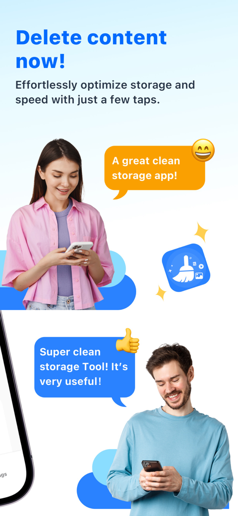 Promotional image of happy users recommending the Cleaner Master app to optimize phone storage and speed