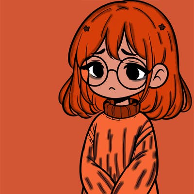 sad girl with glasses in a sweater