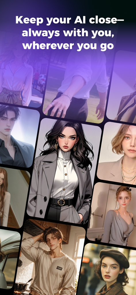 Kokoa AI: Roleplay AI Chat - Eine Vielzahl von KI-Charakter-Avataren, die für Rollenspiel-Chats in Kokoa AI verfügbar sind