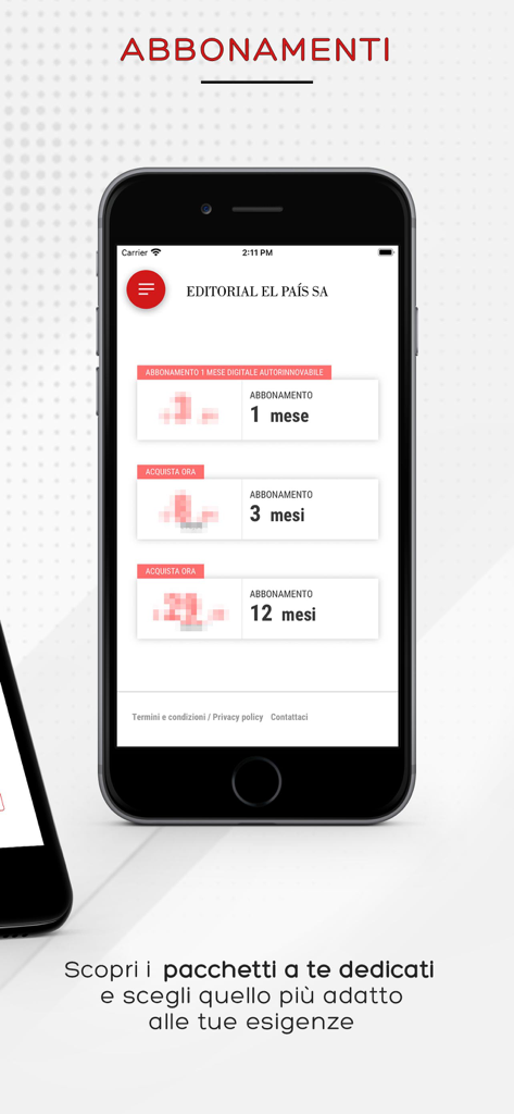 Kiosco UH app subscription screen showing 1 month, 3 month, and 12 month plan options for Editorial El Pais SA publications.