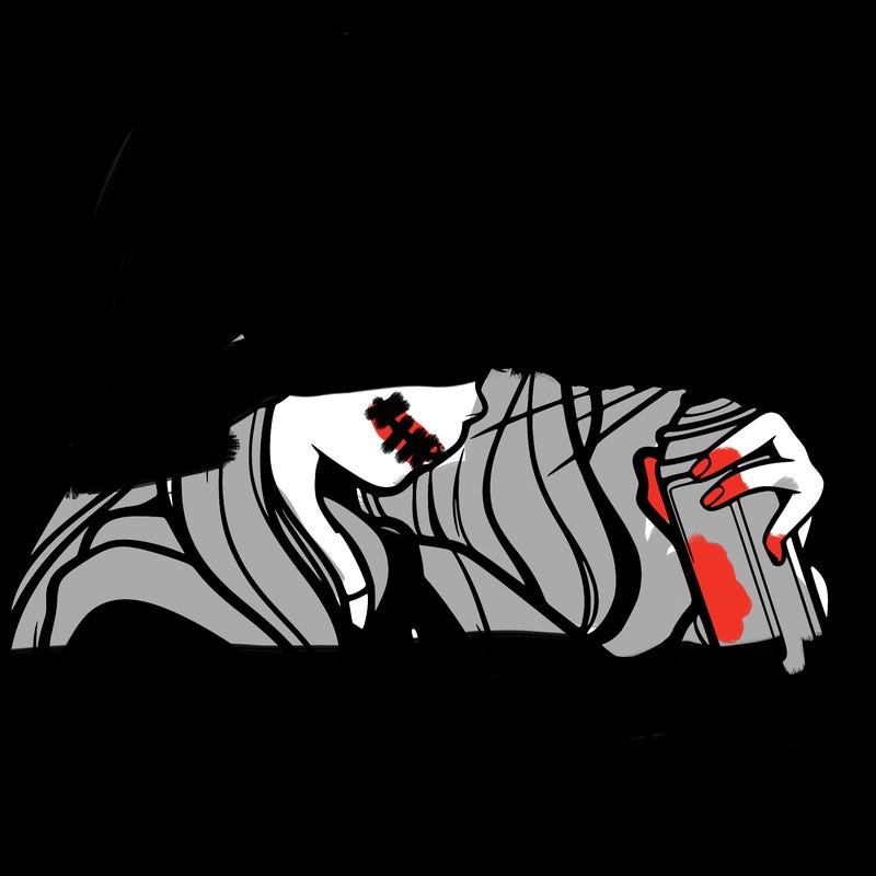 a realistic girl spray painting