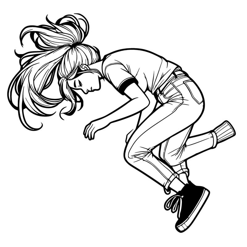 realistic young woman floating above the ground