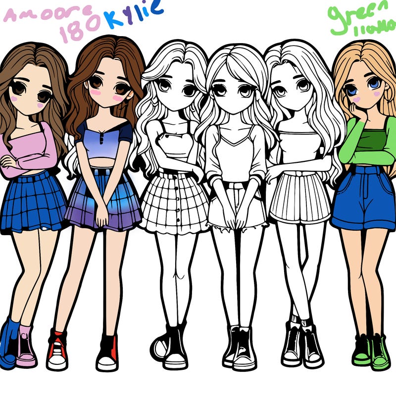 a group of girls realistic