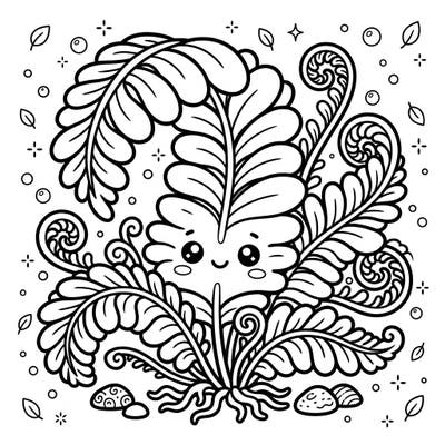 Delight your little one with this charming Kawaii Ostrich Fern coloring page. Featuring big eyes and sweet details, it's a perfect blend of nature's beauty and adorable Japanese art for young artists.