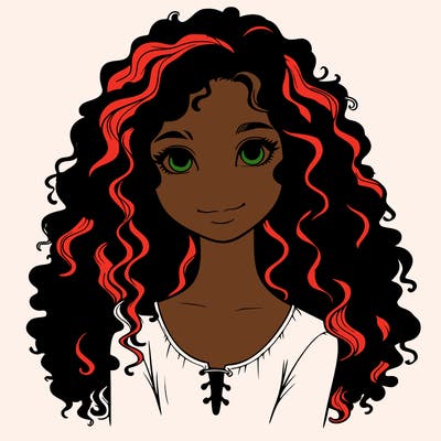 realistic girl with curly hair