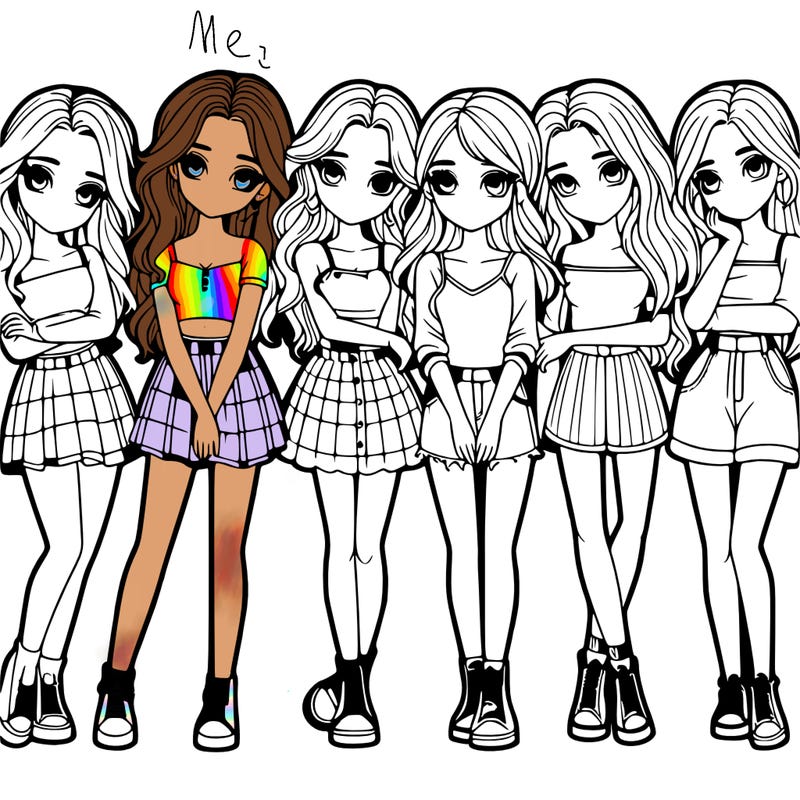 a group of girls realistic