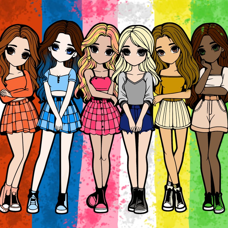 a group of girls realistic