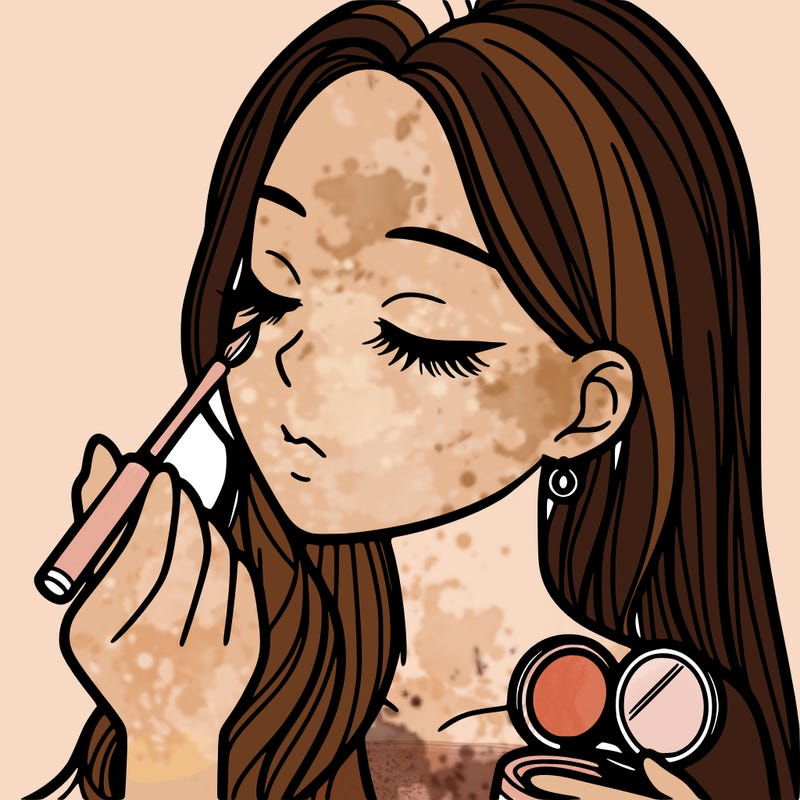 a girl doing her makeup realistic