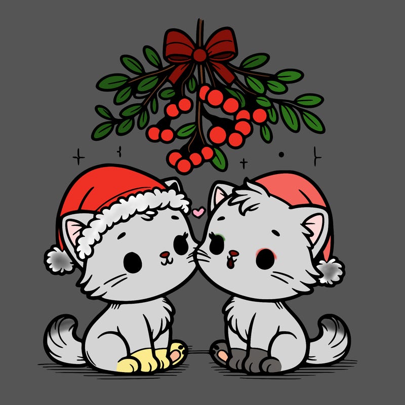 christmas kittens under mistletoe