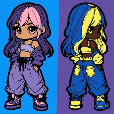 girl in crop top and baggy pants