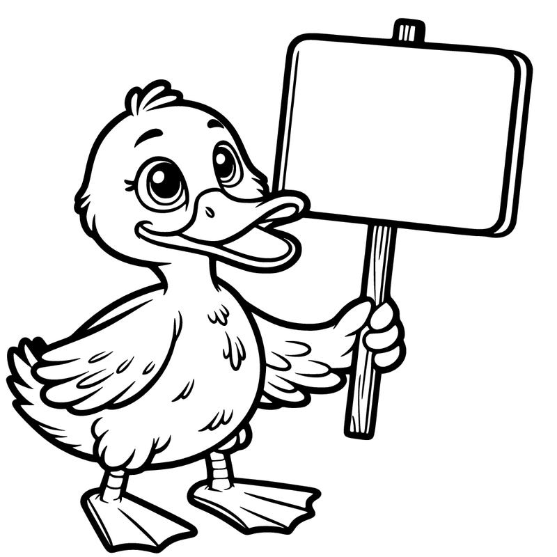 duck holding sign
